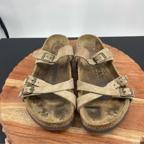 Birkenstock Franca Sandals 39 US 8 taupe strappy slide sandals - Picture 2 of 7